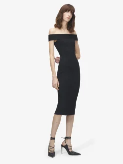 Abito a tubino floreale in jacquard da Donna in Nero