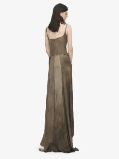Abito da sera con drappeggio asimmetrico da Donna in Marrone