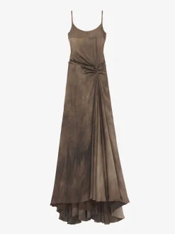 Abito da sera con drappeggio asimmetrico da Donna in Marrone