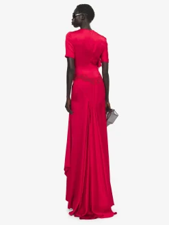 Abito da sera con inserti in pizzo da Donna in Rosso