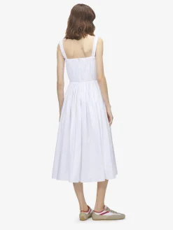 Abito midi arricciato da Donna in Bianco Ottico
