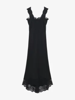Abito midi con inserti in pizzo da Donna in Nero