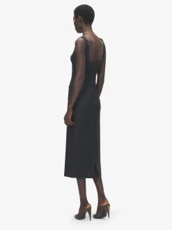 Abito midi stile corsetto da Donna in Nero