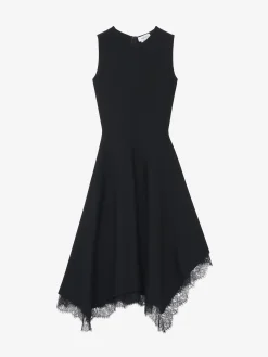 Abito svasato con inserti in pizzo da Donna in Nero