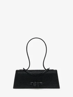 Borsa Jewelled con manico superiore da Donna in Nero