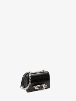 Borsa Jewelled Satchel Mini da Donna in Nero/Argento