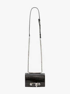 Borsa Jewelled Satchel Mini da Donna in Nero/Argento