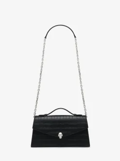 Borsa Skull con manico superiore da Donna in Nero
