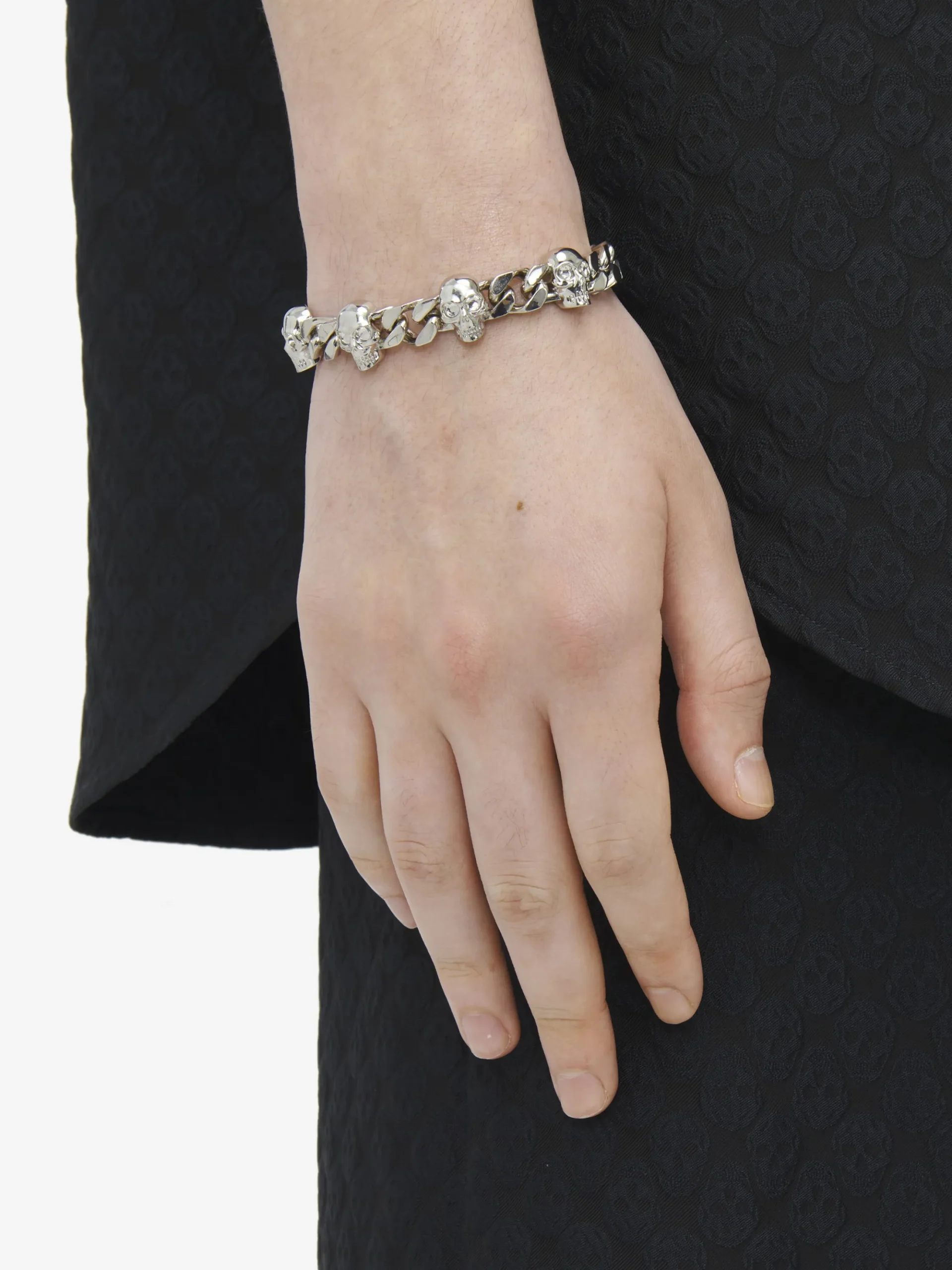 Bracciale a catena Skull da Uomo in Finitura palladio
