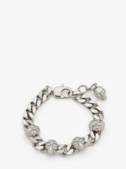 Bracciale a catena Skull da Uomo in Finitura palladio