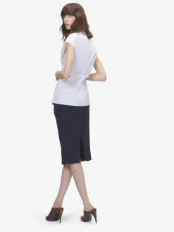 Camicia a maniche corte arricciata da Donna in Bianco Ottico