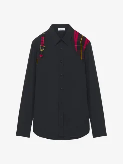 Camicia con Imbracatura Tartan da Uomo in Nero