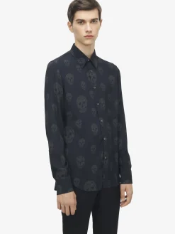 Camicia con stampa Skull da Uomo in Nero