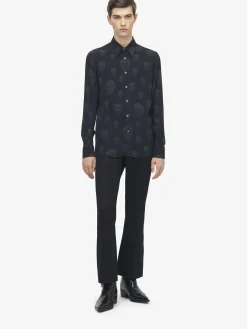 Camicia con stampa Skull da Uomo in Nero