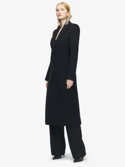 Cappotto monopetto in feltro di lana da Donna in Nero