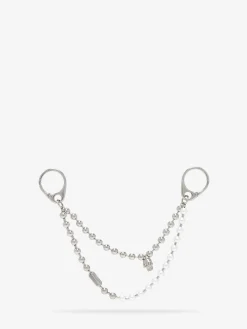 Charm Pearl & Skull con doppia catena da Donna in Palladio