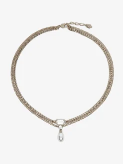 Collana Skull con cristalli da Donna in Finitura oro pallido