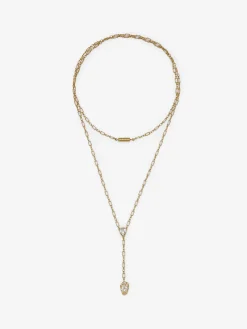 Collana Skull con pavé da Donna in Finitura oro pallido