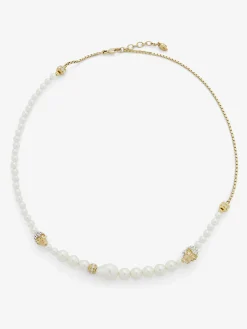Collana Skull con perla da Donna in Finitura oro pallido