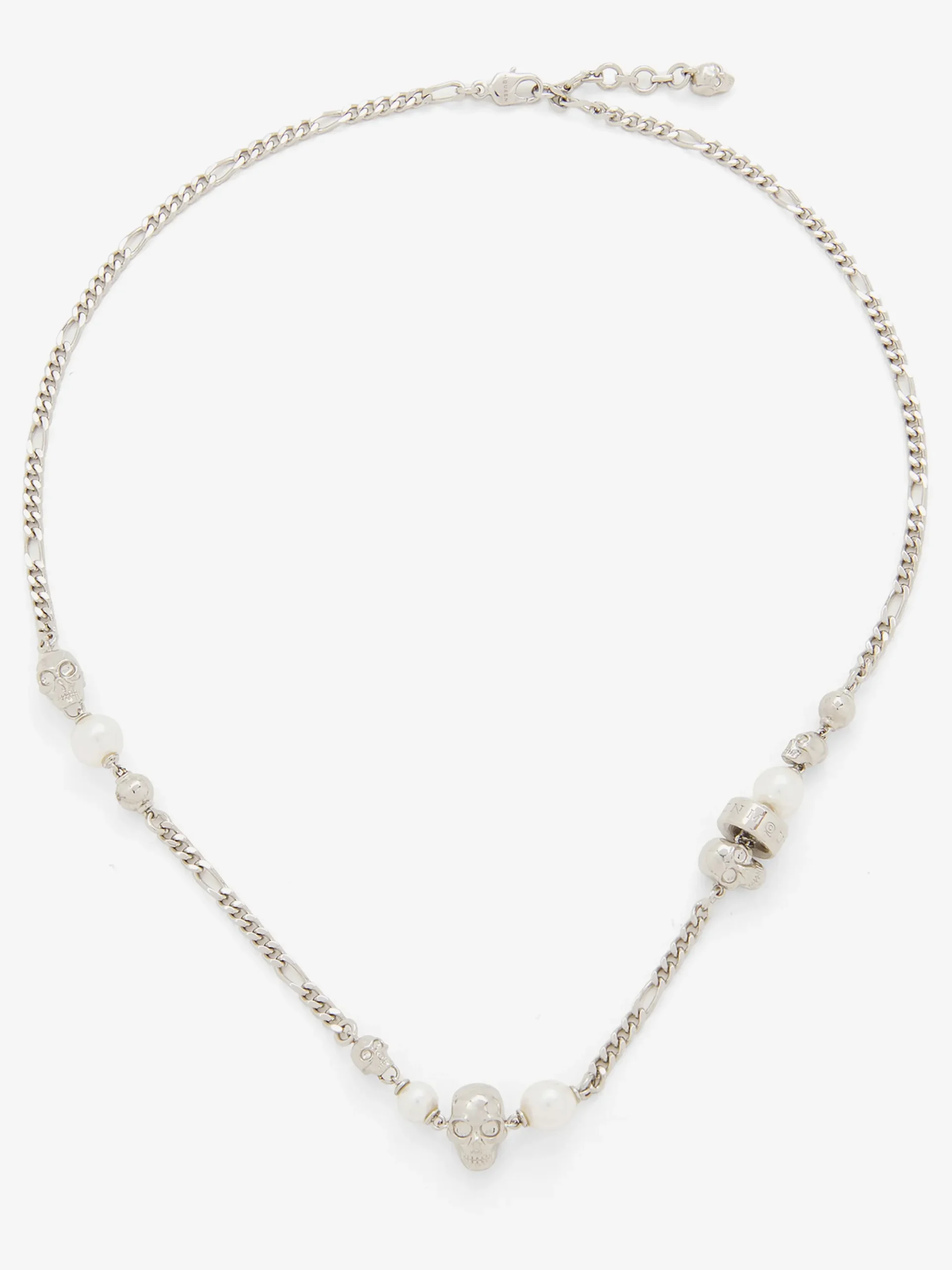Collana Skull con perla da Uomo in Finitura palladio
