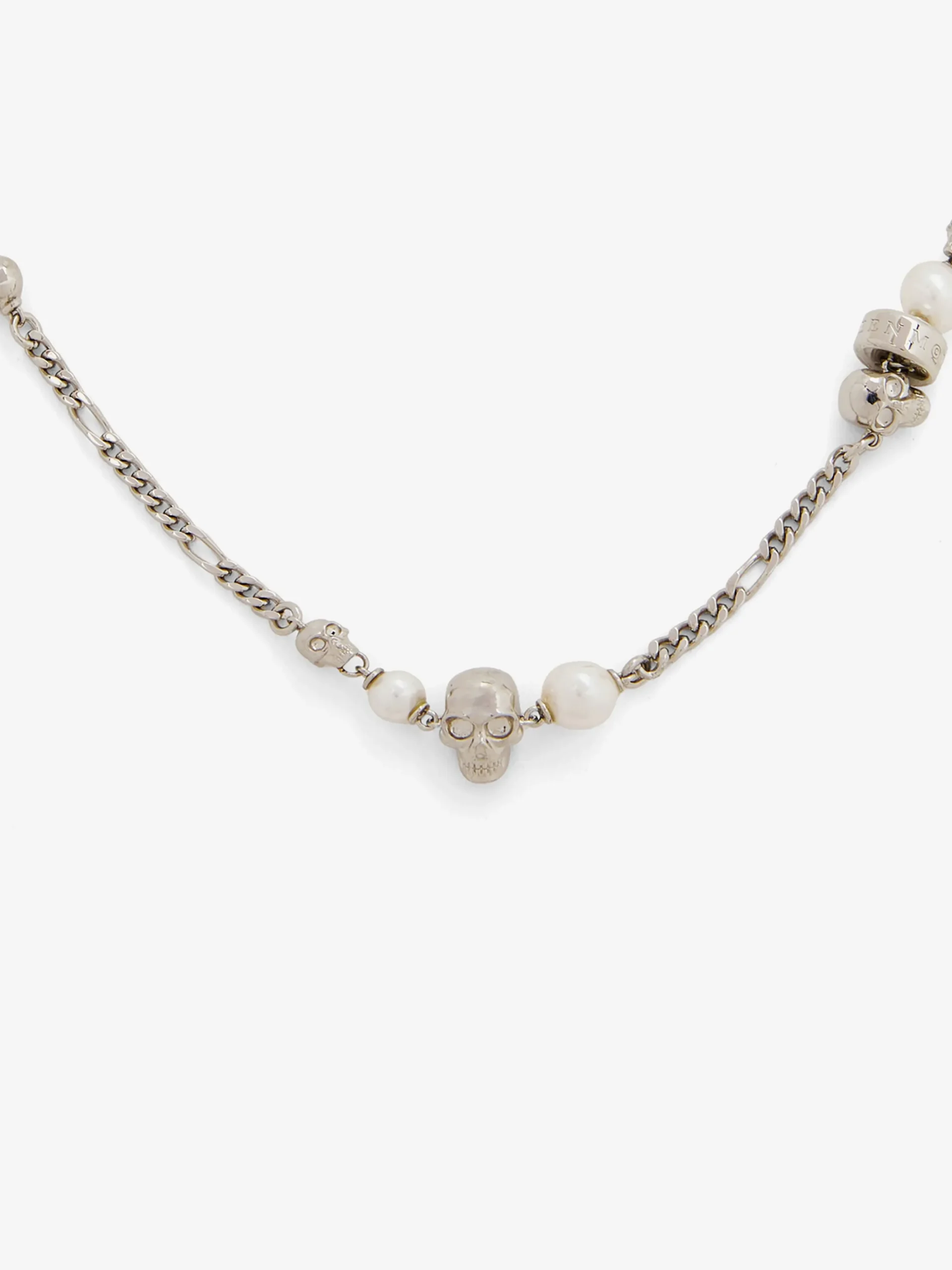 Collana Skull con perla da Uomo in Finitura palladio
