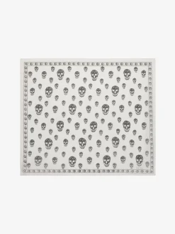 Foulard Skull Classico in Chiffon di Seta in Avorio/Nero