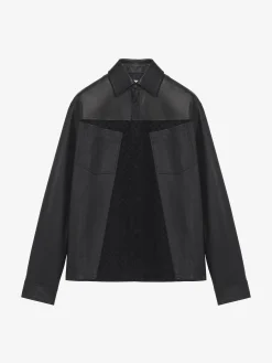 Giacca-camicia in pelle da Uomo in Nero