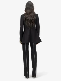 Giacca con ricamo frogging da Donna in Nero/Oro