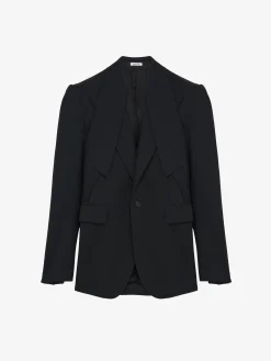 Giacca monopetto con revers capovolti da Uomo in Nero