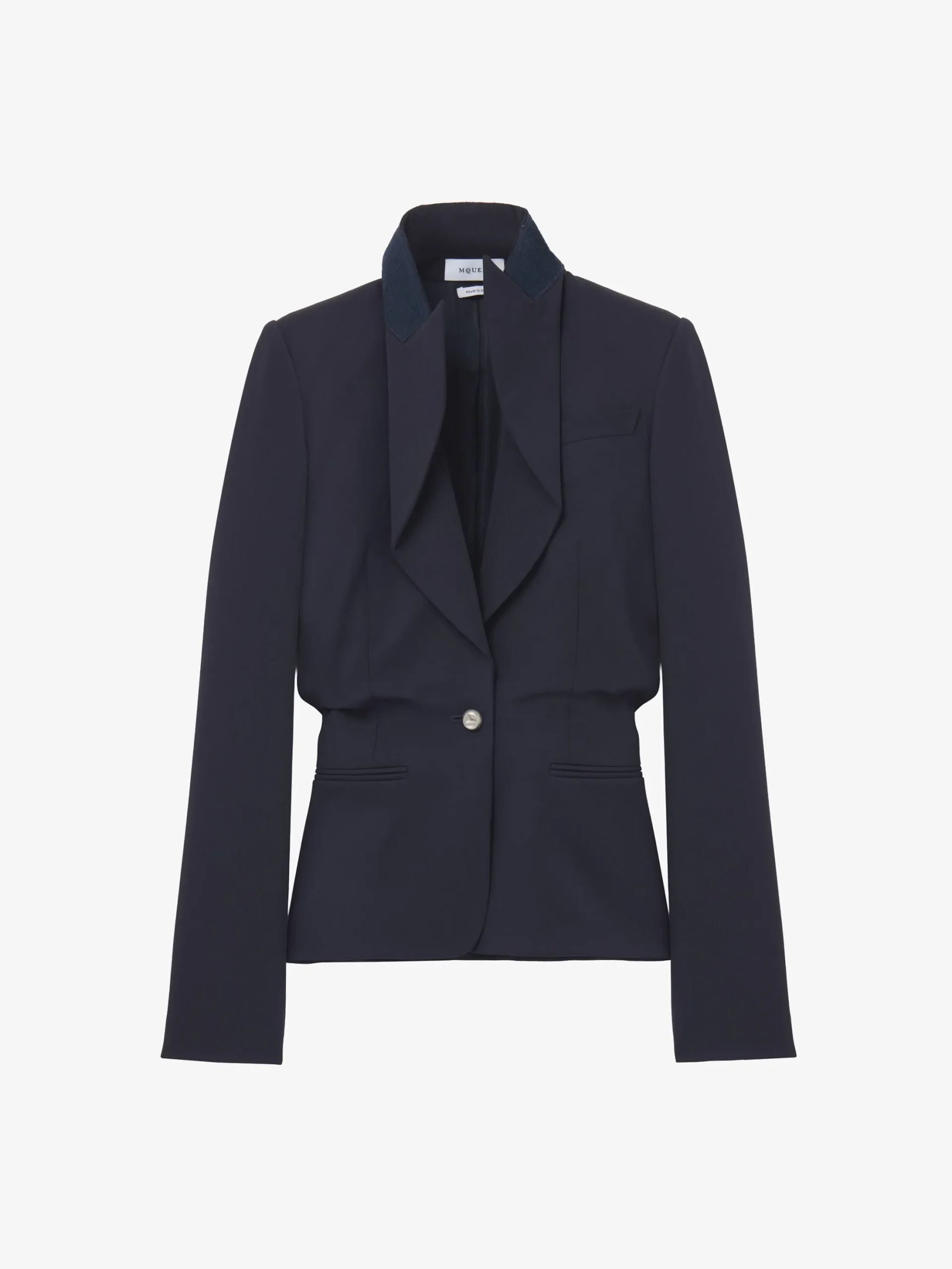 Giacca monopetto con revers piegati da Donna in Blu Navy