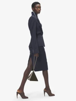 Giacca monopetto con revers piegati da Donna in Blu Navy