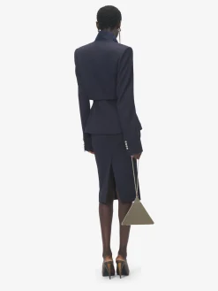 Giacca monopetto con revers piegati da Donna in Blu Navy