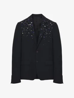Giacca monopetto con ricamo costellazione da Uomo in Nero