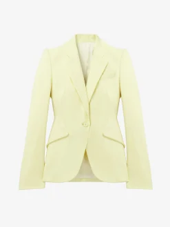 Giacca monopetto in gabardine di lana da Donna in Giallo