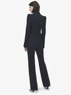 Giacca monopetto in lana da Donna in Indaco