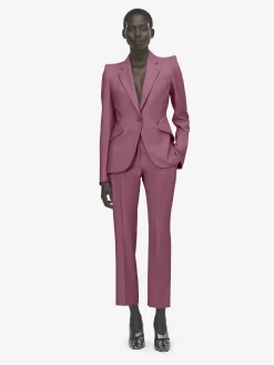 Giacca monopetto in lana da Donna in Rosa