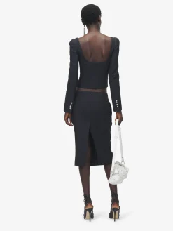 Gonna a tubino a righe da Donna in Blu Navy