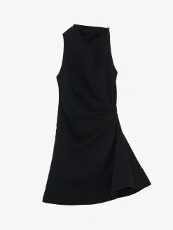 Miniabito asimmetrico in denim da Donna in Nero
