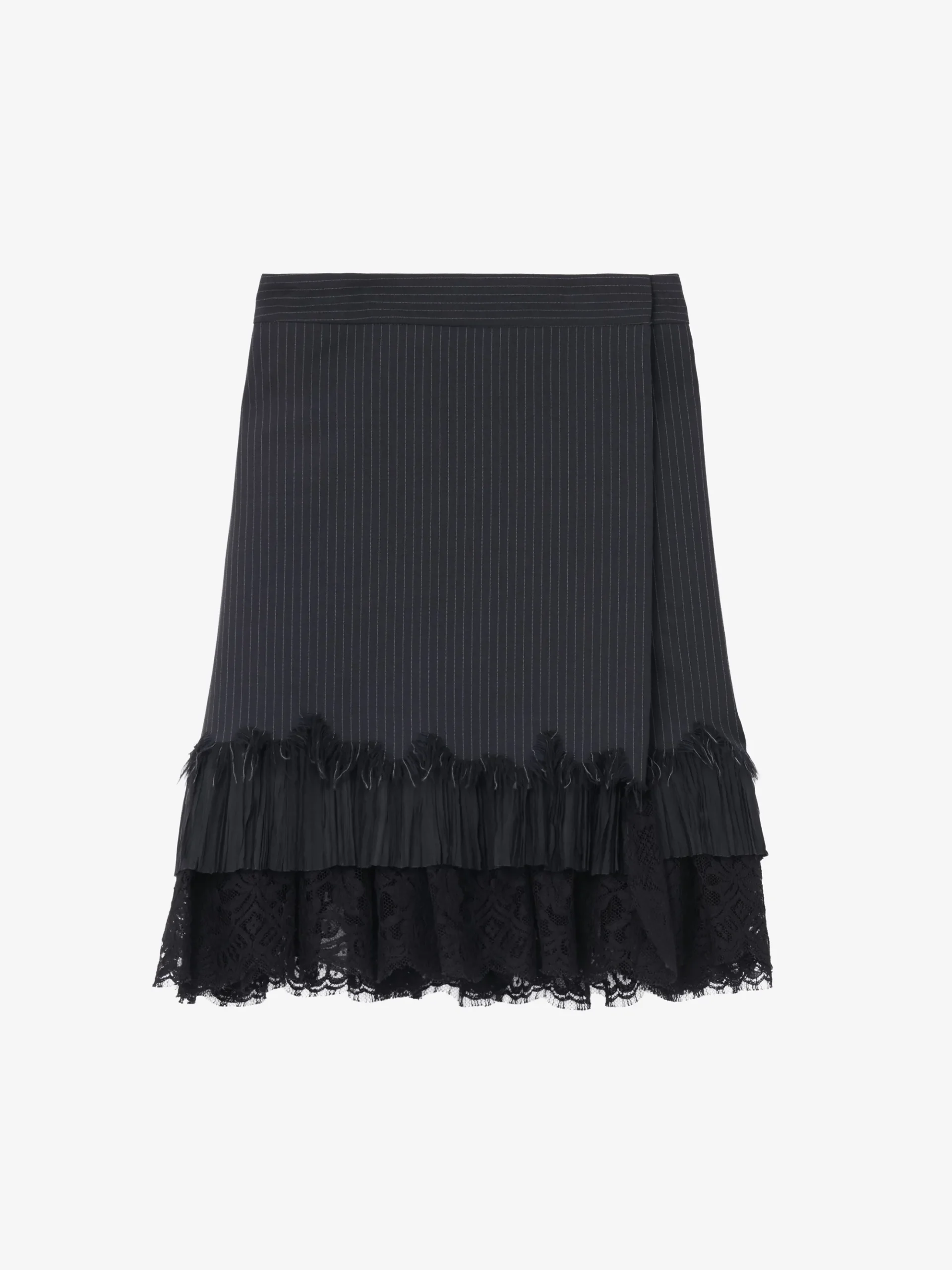 Minigonna a portafoglio gessata da Donna in Blu Navy