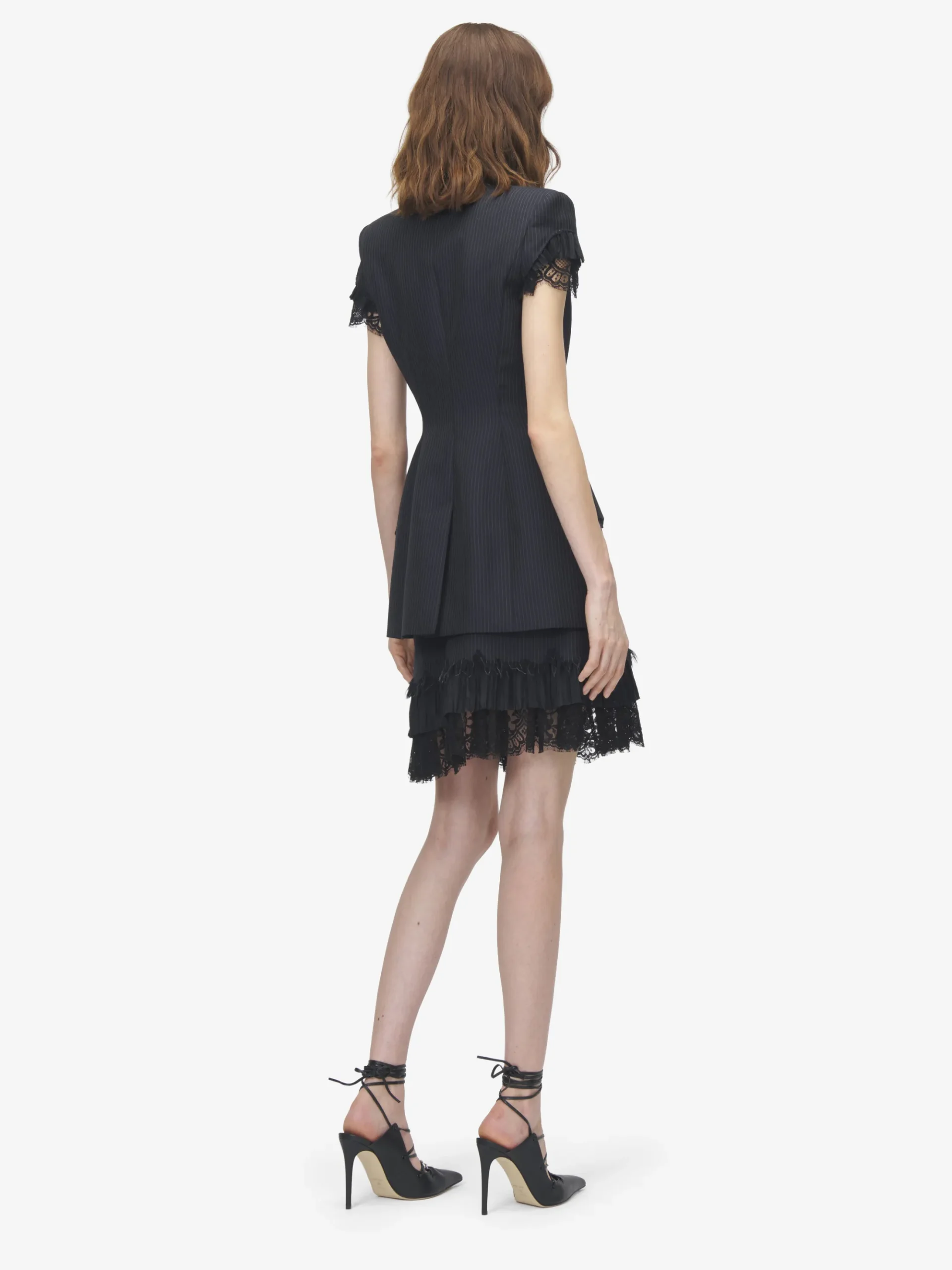 Minigonna a portafoglio gessata da Donna in Blu Navy