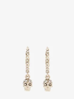 Orecchini Mini Skull a Cerchio da Donna in Finitura oro chiaro