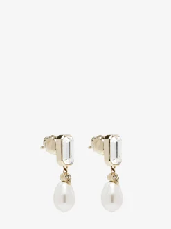Orecchini Skull con cristalli da Donna in Finitura oro pallido