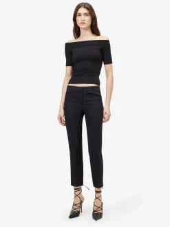 Pantaloni a sigaretta in crêpe da Donna in Nero