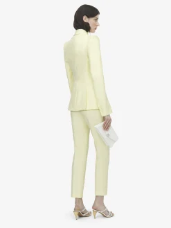 Pantaloni a sigaretta in gabardine di lana da Donna in Giallo