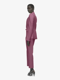 Pantaloni a sigaretta in gabardine di lana da Donna in Rosa