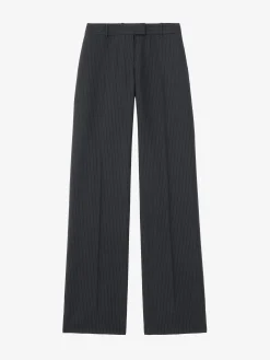 Pantaloni bumster gessati da Donna in Blu Navy