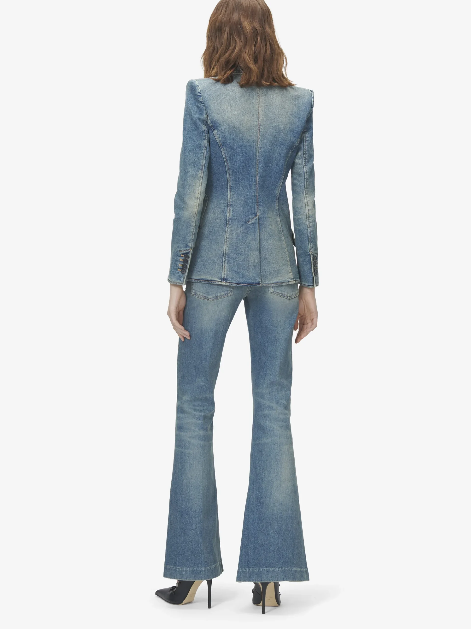 Pantaloni in Denim Bootcut da Donna in Washed Blue
