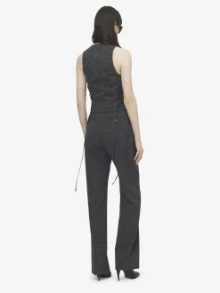 Pantaloni sartoriali con motivo gessato screziato da Donna in Grigio