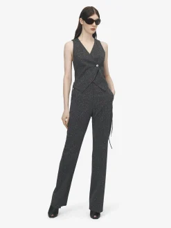Pantaloni sartoriali con motivo gessato screziato da Donna in Grigio