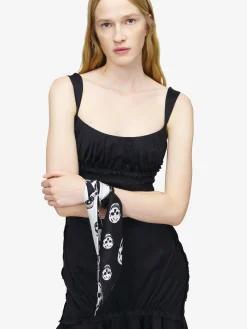 Sciarpa Skull a nastro da Donna in Nero/Avorio